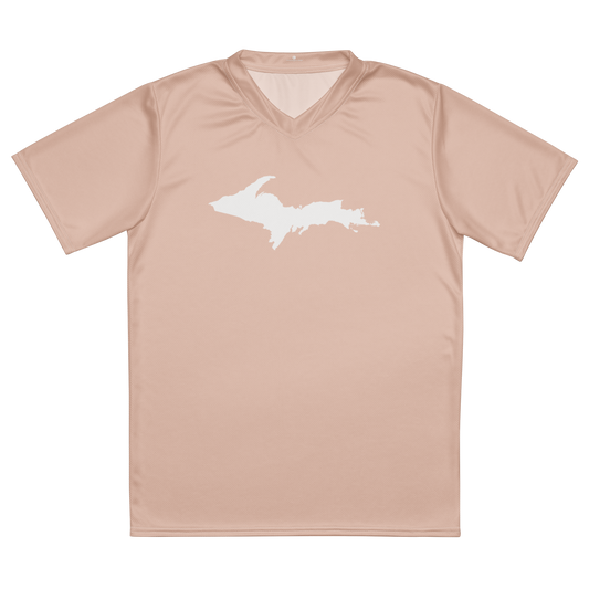 Michigan Upper Peninsula Soccer Jersey (w/ UP Outline) | Unisex - Rose Gold