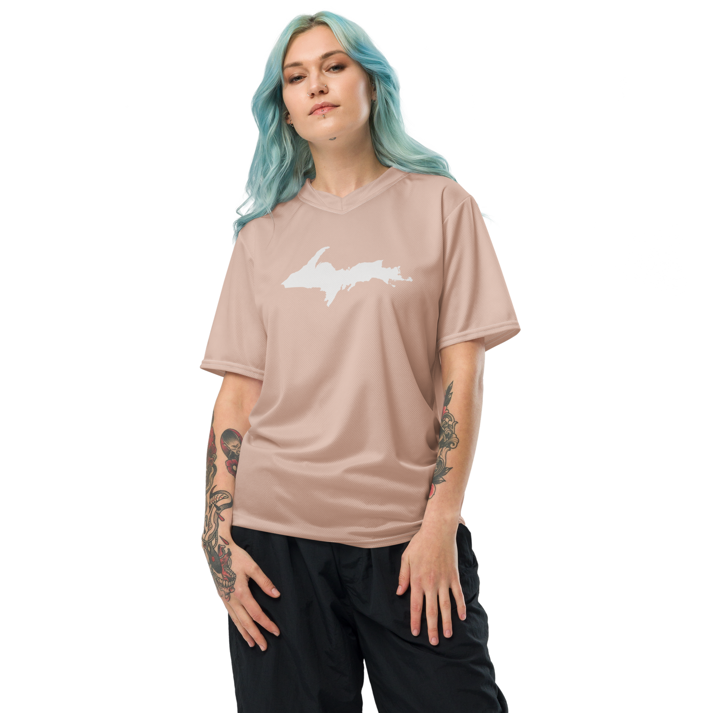 Michigan Upper Peninsula Soccer Jersey (w/ UP Outline) | Unisex - Rose Gold