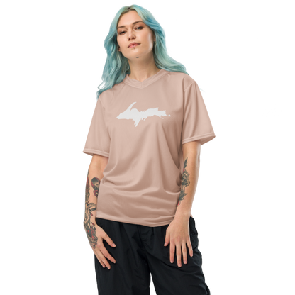 Michigan Upper Peninsula Soccer Jersey (w/ UP Outline) | Unisex - Rose Gold