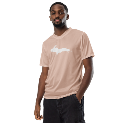 Michigan Upper Peninsula Soccer Jersey (w/ UP Outline) | Unisex - Rose Gold