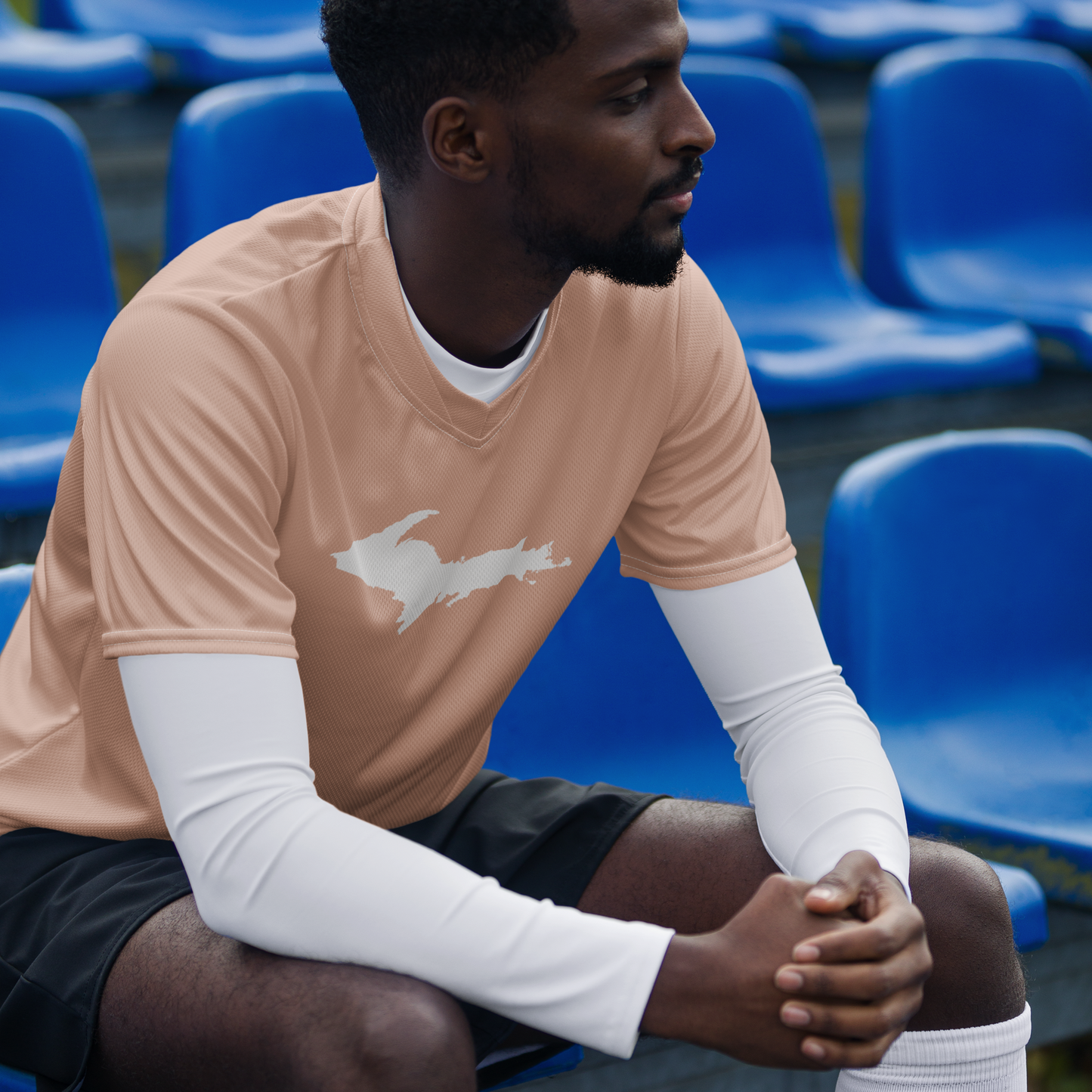 Michigan Upper Peninsula Soccer Jersey (w/ UP Outline) | Unisex - Rose Gold