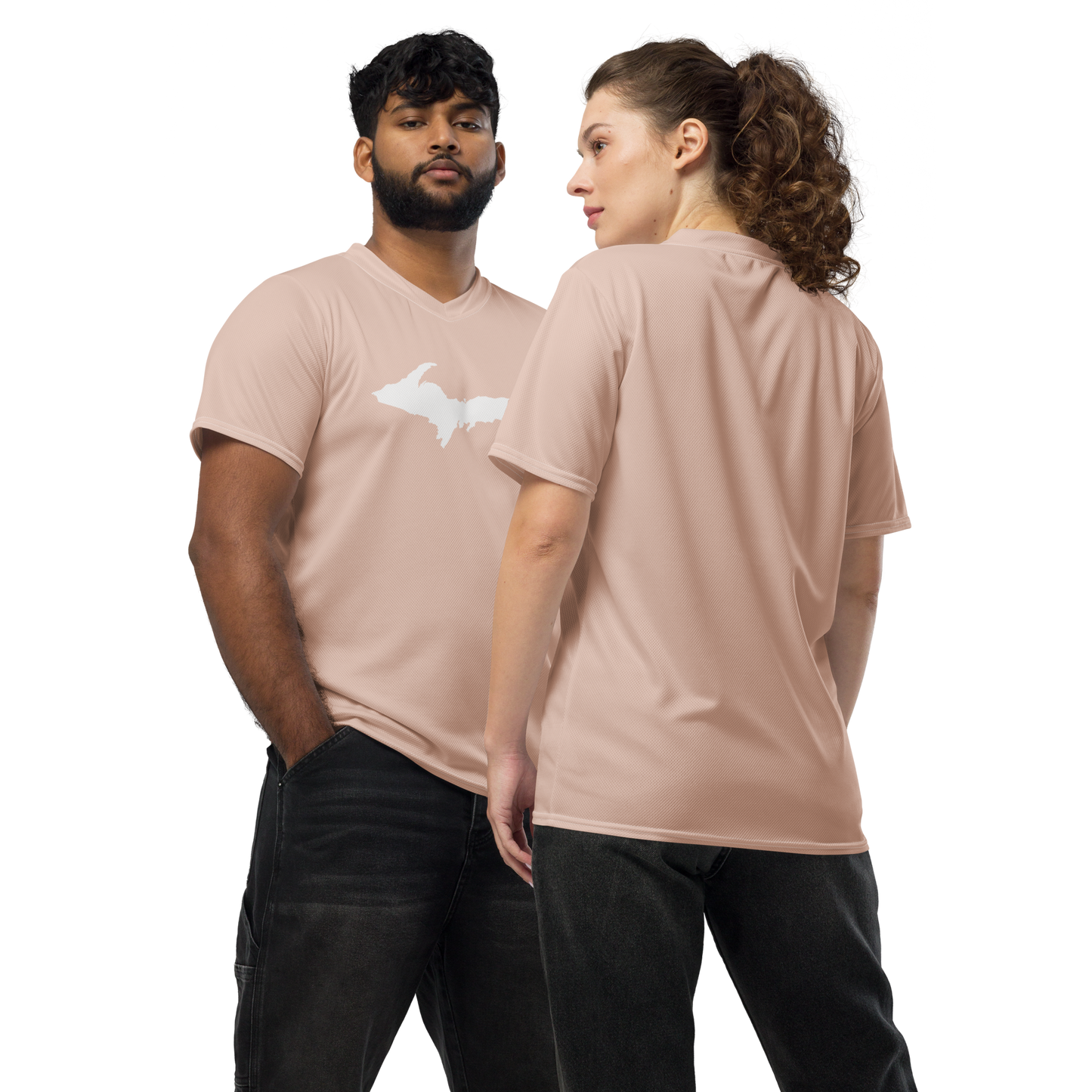 Michigan Upper Peninsula Soccer Jersey (w/ UP Outline) | Unisex - Rose Gold