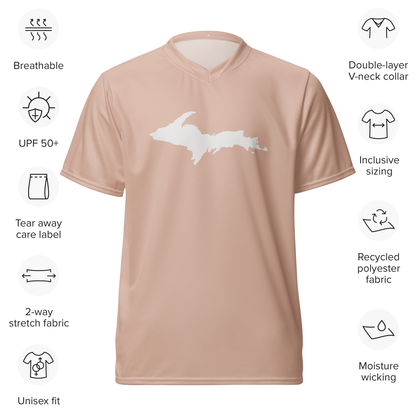 Michigan Upper Peninsula Soccer Jersey (w/ UP Outline) | Unisex - Rose Gold