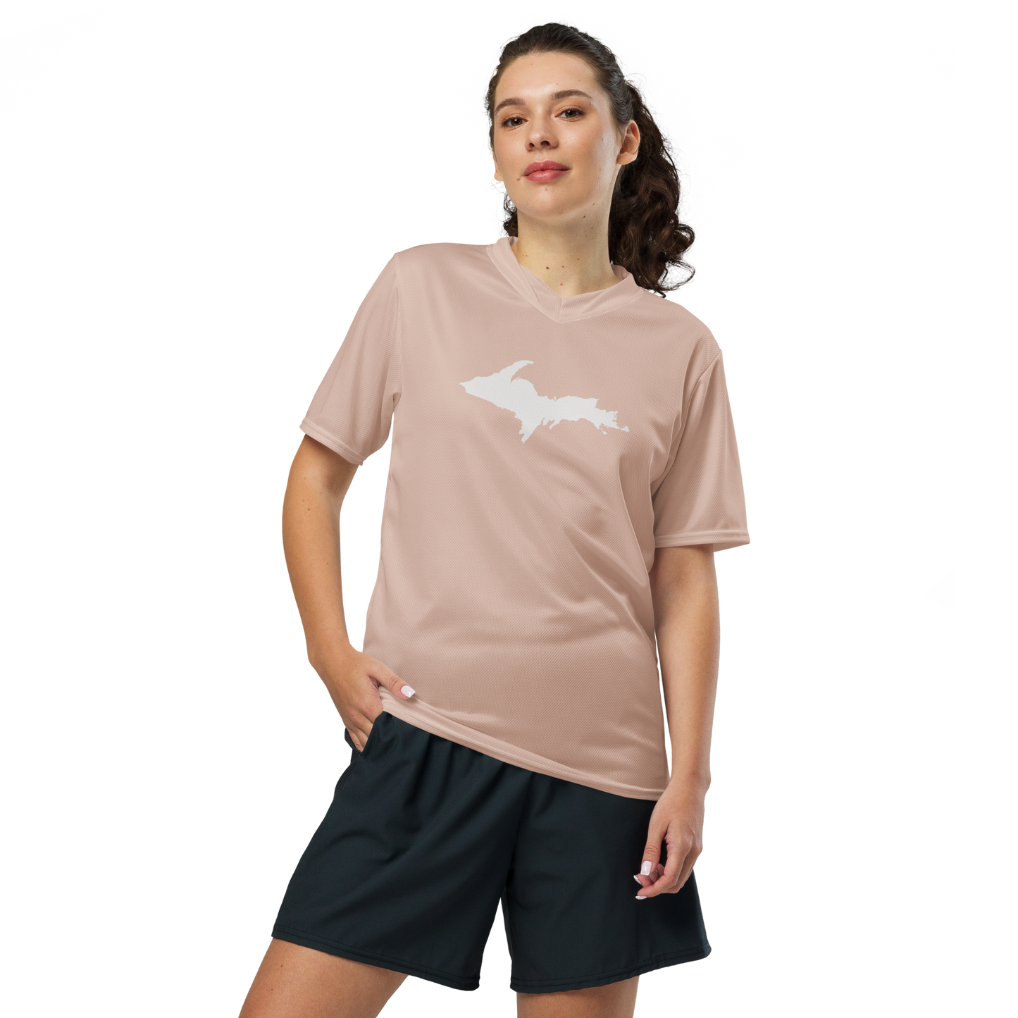 Michigan Upper Peninsula Soccer Jersey (w/ UP Outline) | Unisex - Rose Gold