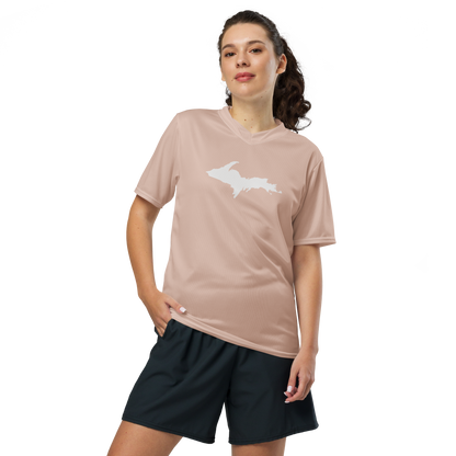 Michigan Upper Peninsula Soccer Jersey (w/ UP Outline) | Unisex - Rose Gold