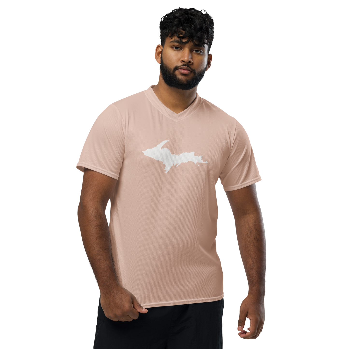 Michigan Upper Peninsula Soccer Jersey (w/ UP Outline) | Unisex - Rose Gold