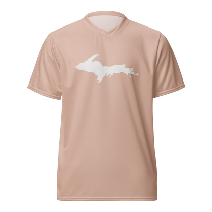 Michigan Upper Peninsula Soccer Jersey (w/ UP Outline) | Unisex - Rose Gold