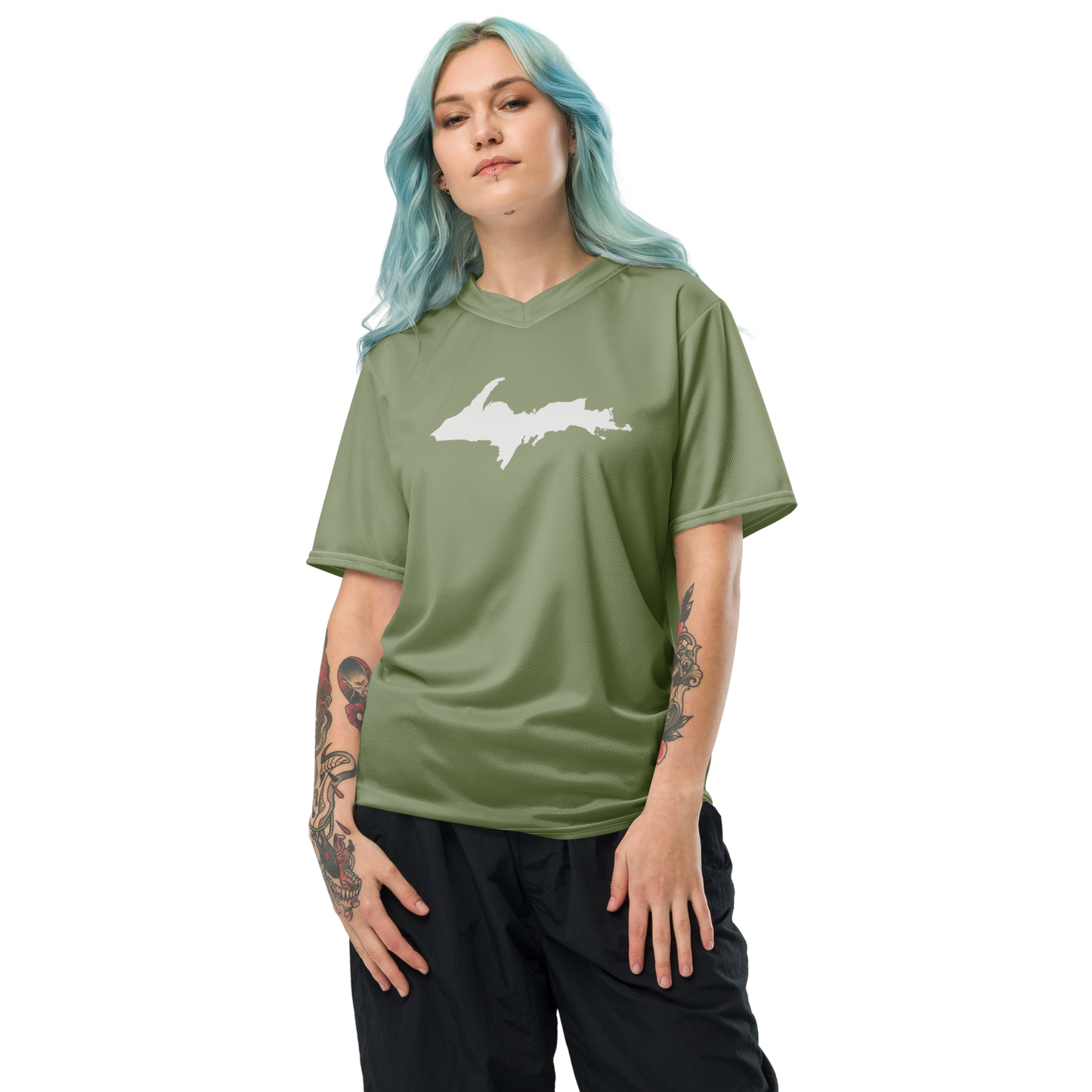 Michigan Upper Peninsula Soccer Jersey (w/ UP Outline) | Unisex - Beachgrass Green