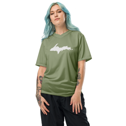 Michigan Upper Peninsula Soccer Jersey (w/ UP Outline) | Unisex - Beachgrass Green