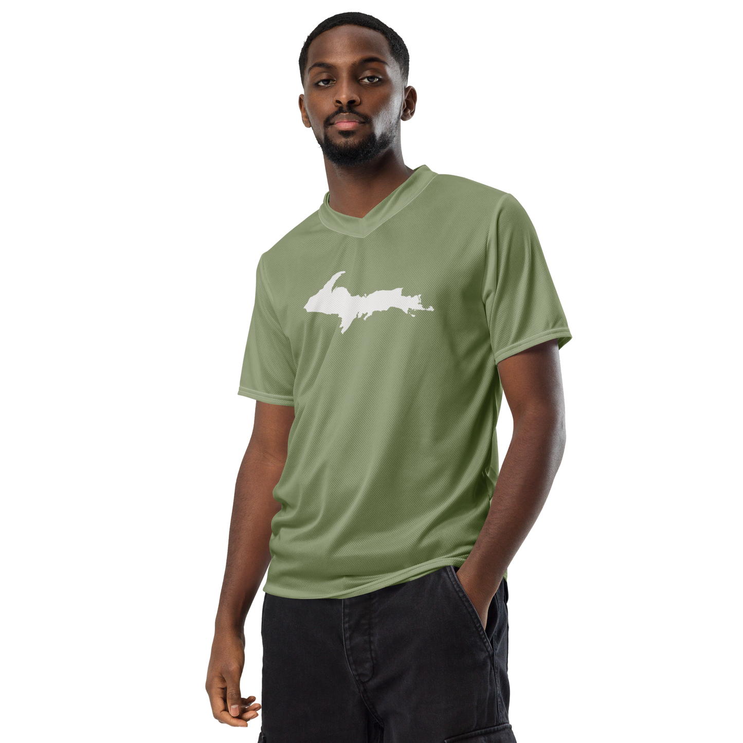 Michigan Upper Peninsula Soccer Jersey (w/ UP Outline) | Unisex - Beachgrass Green