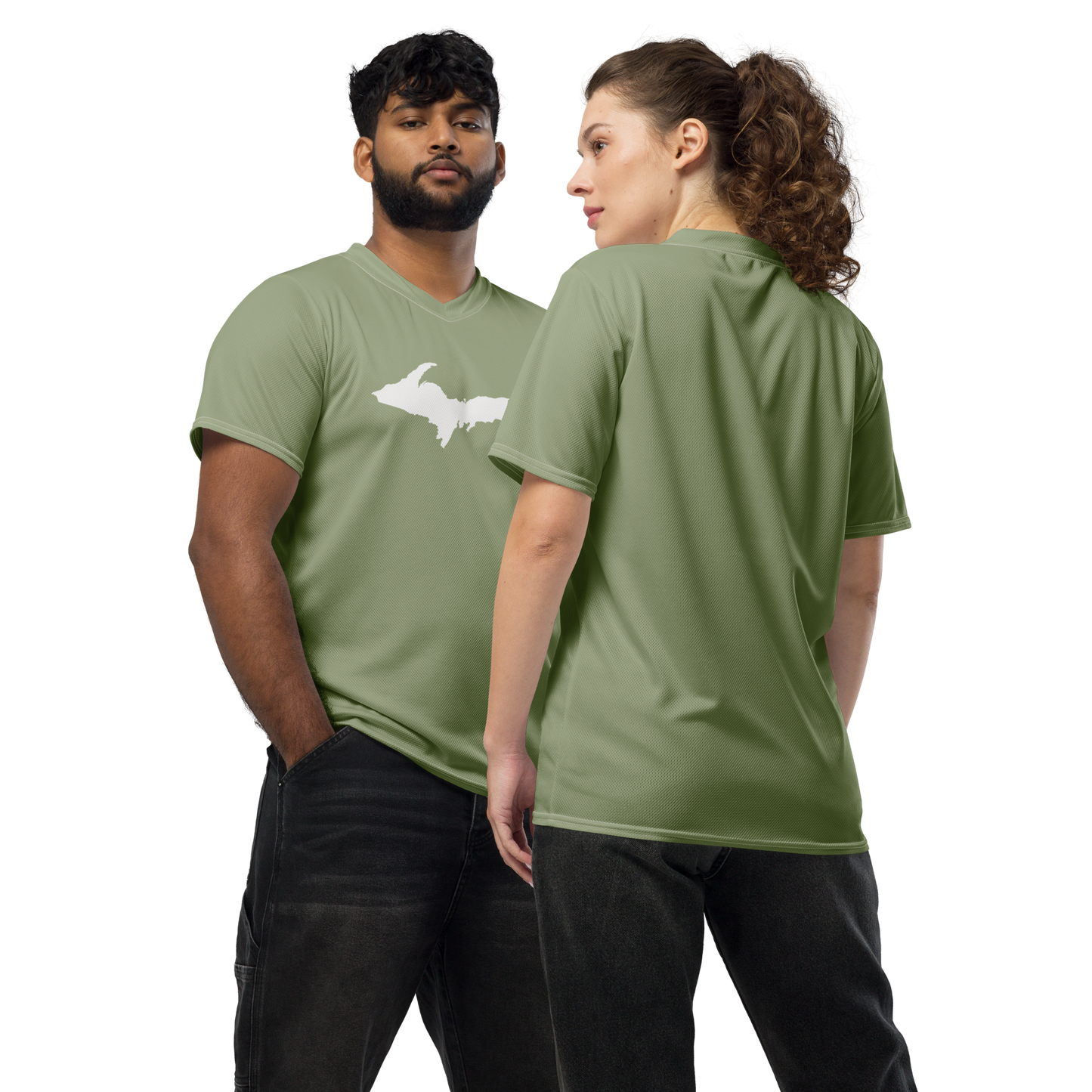 Michigan Upper Peninsula Soccer Jersey (w/ UP Outline) | Unisex - Beachgrass Green