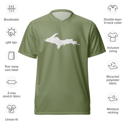 Michigan Upper Peninsula Soccer Jersey (w/ UP Outline) | Unisex - Beachgrass Green