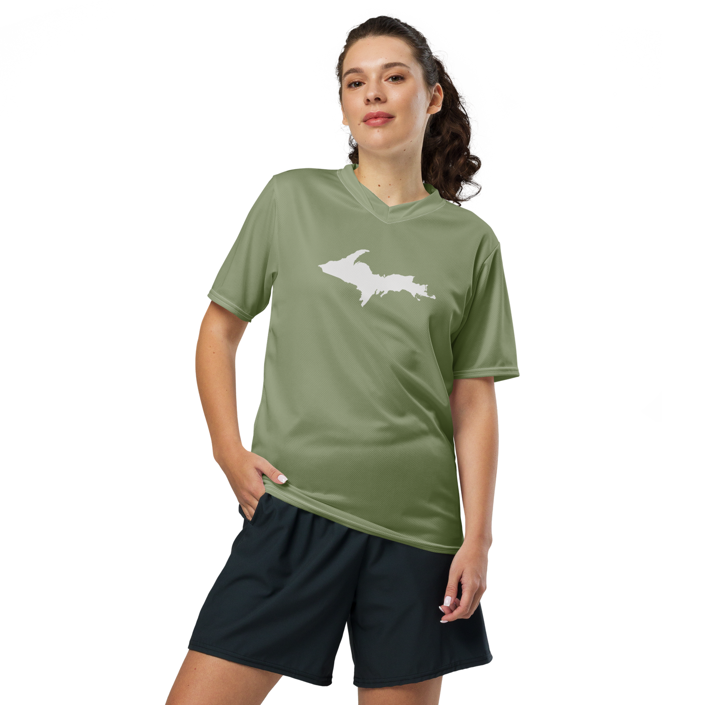 Michigan Upper Peninsula Soccer Jersey (w/ UP Outline) | Unisex - Beachgrass Green