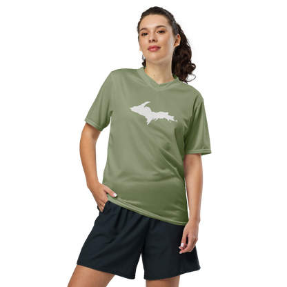 Michigan Upper Peninsula Soccer Jersey (w/ UP Outline) | Unisex - Beachgrass Green