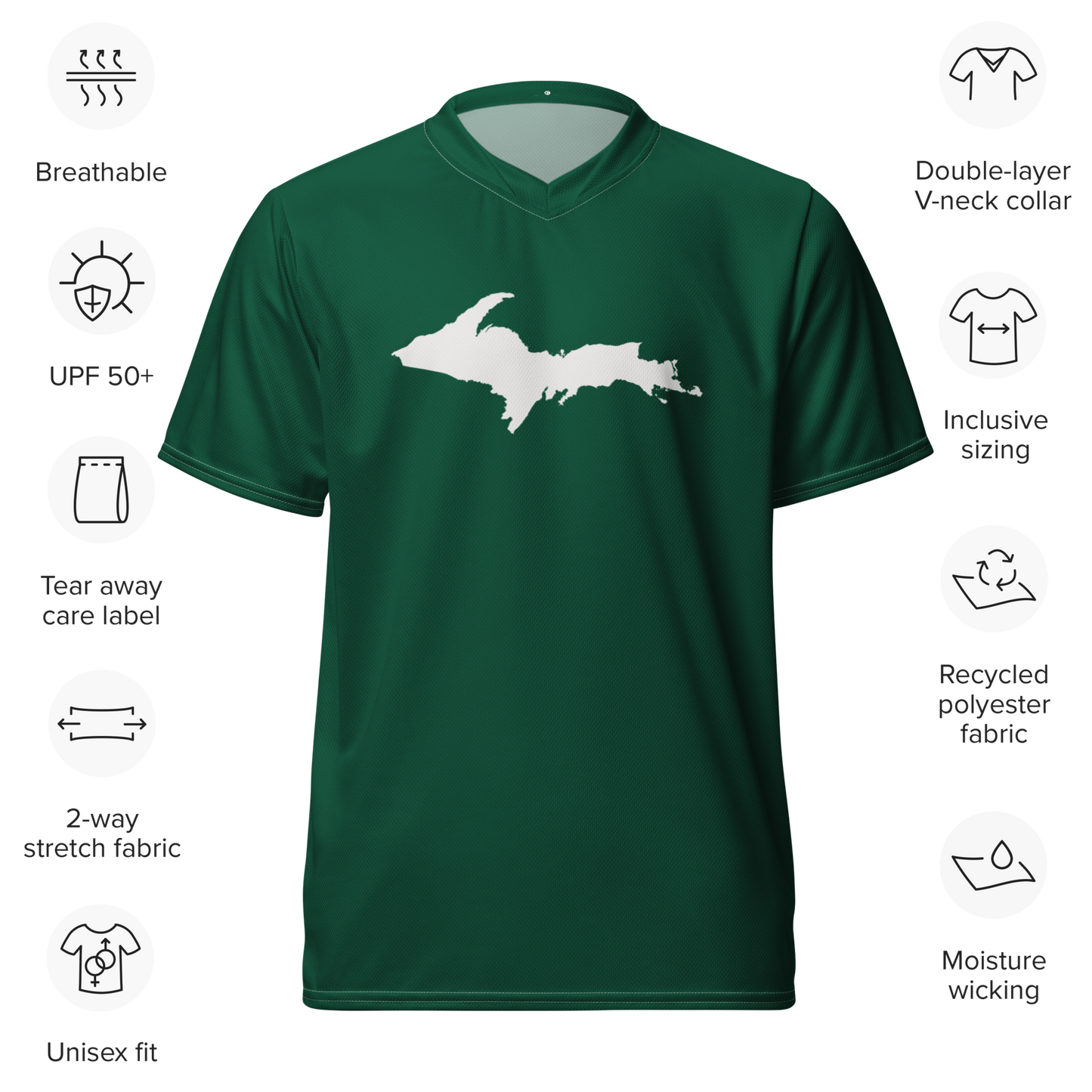 Michigan Upper Peninsula Soccer Jersey (w/ UP Outline) | Unisex - Superior Green