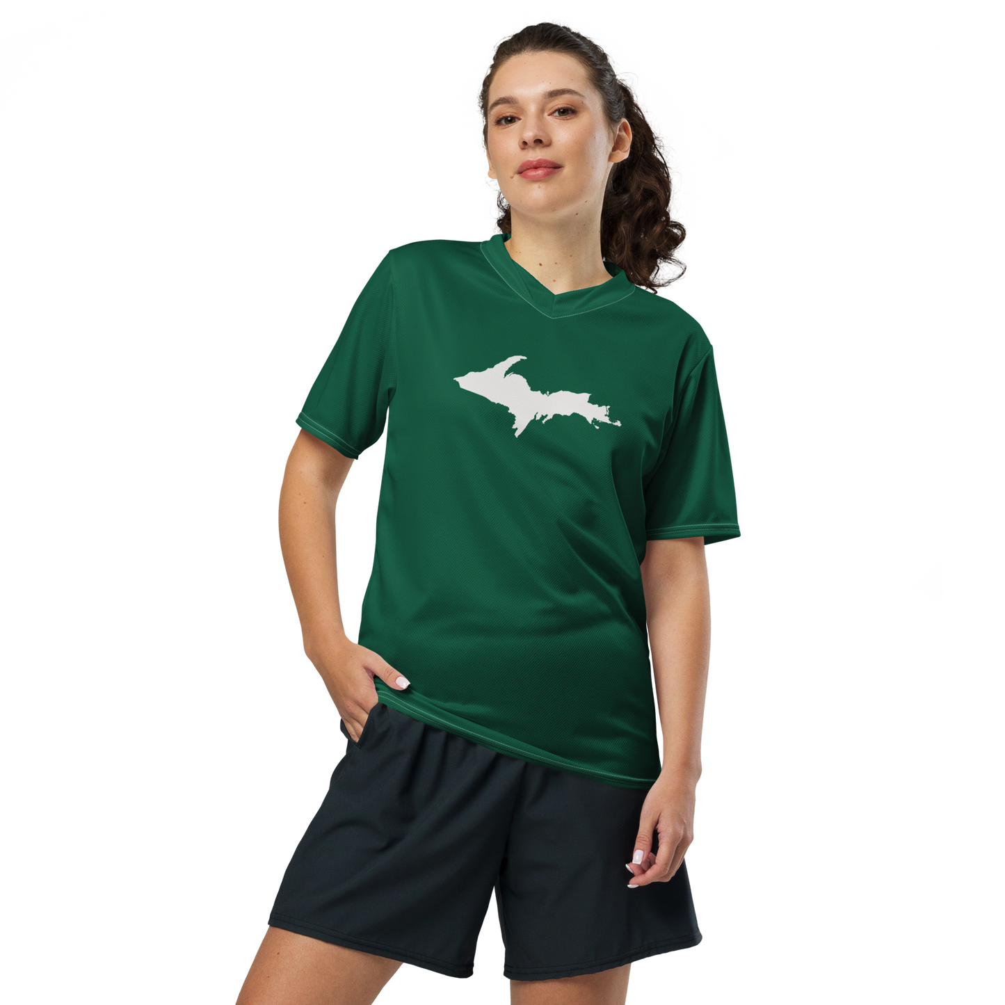 Michigan Upper Peninsula Soccer Jersey (w/ UP Outline) | Unisex - Superior Green