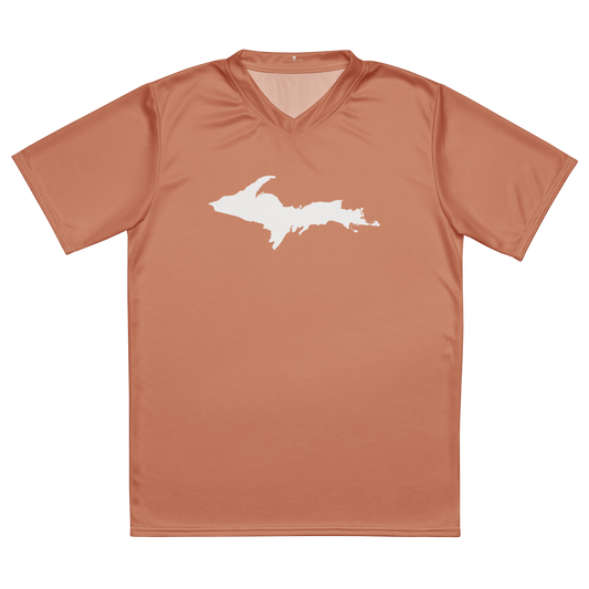 Michigan Upper Peninsula Soccer Jersey (w/ UP Outline) | Unisex - Copper Color