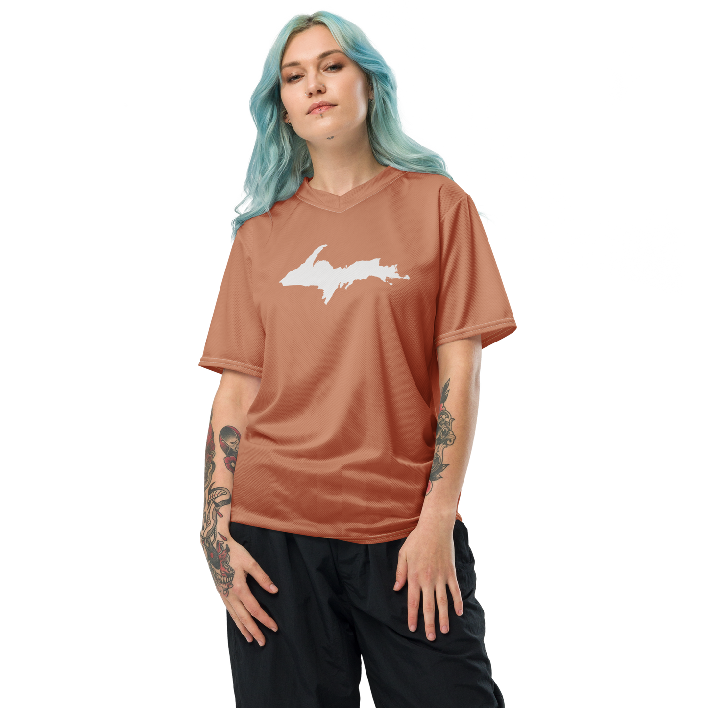 Michigan Upper Peninsula Soccer Jersey (w/ UP Outline) | Unisex - Copper Color