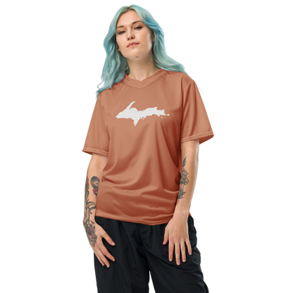 Michigan Upper Peninsula Soccer Jersey (w/ UP Outline) | Unisex - Copper Color