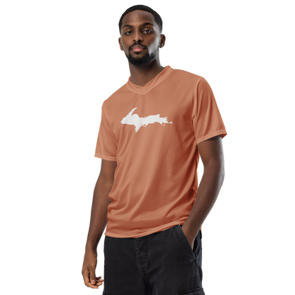 Michigan Upper Peninsula Soccer Jersey (w/ UP Outline) | Unisex - Copper Color