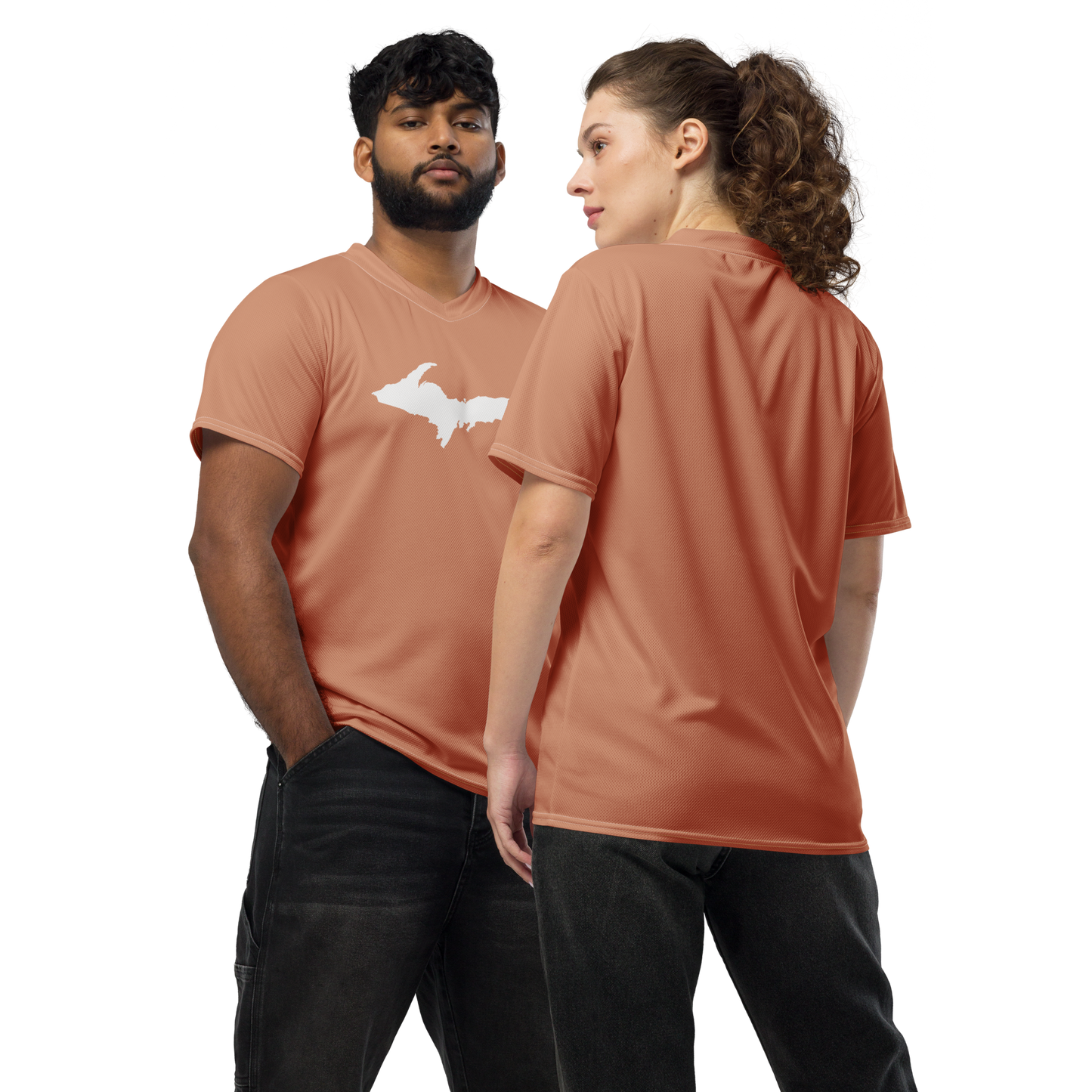 Michigan Upper Peninsula Soccer Jersey (w/ UP Outline) | Unisex - Copper Color