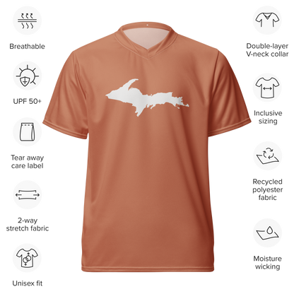 Michigan Upper Peninsula Soccer Jersey (w/ UP Outline) | Unisex - Copper Color