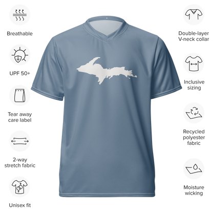 Michigan Upper Peninsula Soccer Jersey (w/ UP Outline) | Unisex - B-24 Grey