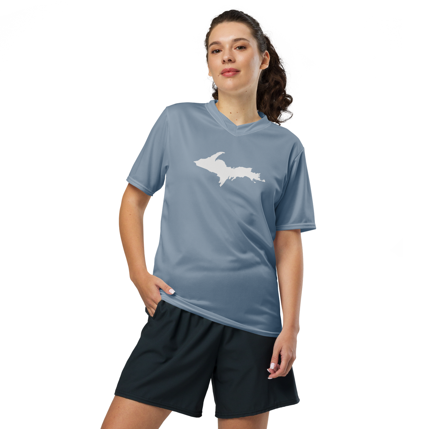 Michigan Upper Peninsula Soccer Jersey (w/ UP Outline) | Unisex - B-24 Grey