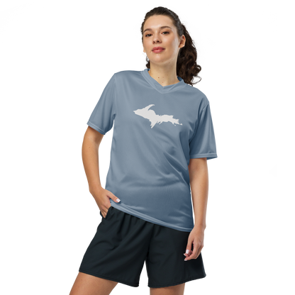 Michigan Upper Peninsula Soccer Jersey (w/ UP Outline) | Unisex - B-24 Grey