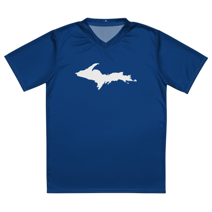 Michigan Upper Peninsula Soccer Jersey (w/ UP Outline) | Unisex - Dearborn Blue