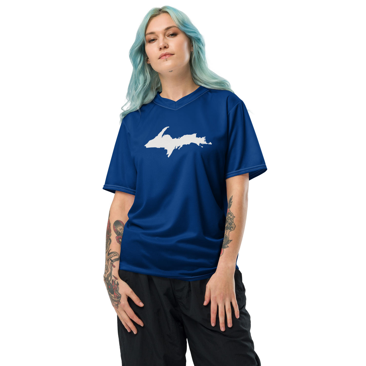 Michigan Upper Peninsula Soccer Jersey (w/ UP Outline) | Unisex - Dearborn Blue