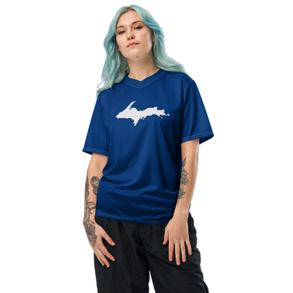 Michigan Upper Peninsula Soccer Jersey (w/ UP Outline) | Unisex - Dearborn Blue