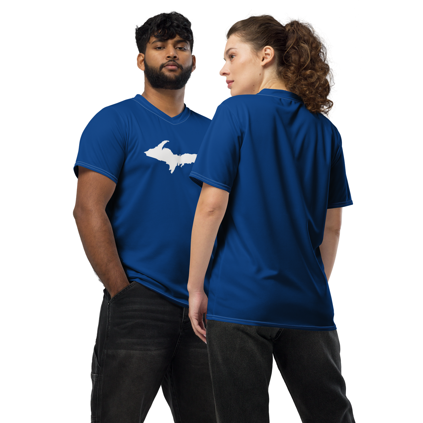 Michigan Upper Peninsula Soccer Jersey (w/ UP Outline) | Unisex - Dearborn Blue