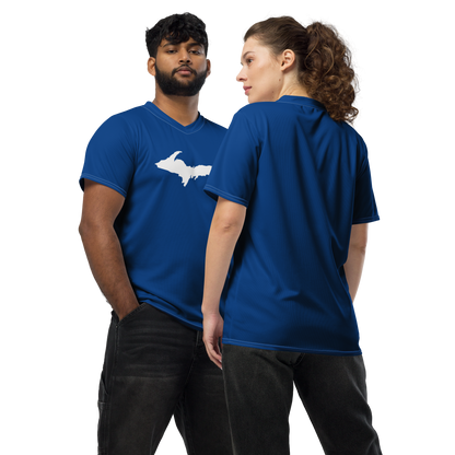 Michigan Upper Peninsula Soccer Jersey (w/ UP Outline) | Unisex - Dearborn Blue