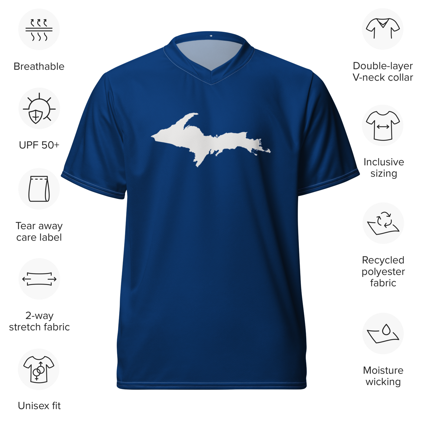 Michigan Upper Peninsula Soccer Jersey (w/ UP Outline) | Unisex - Dearborn Blue