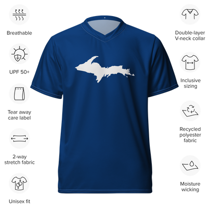 Michigan Upper Peninsula Soccer Jersey (w/ UP Outline) | Unisex - Dearborn Blue