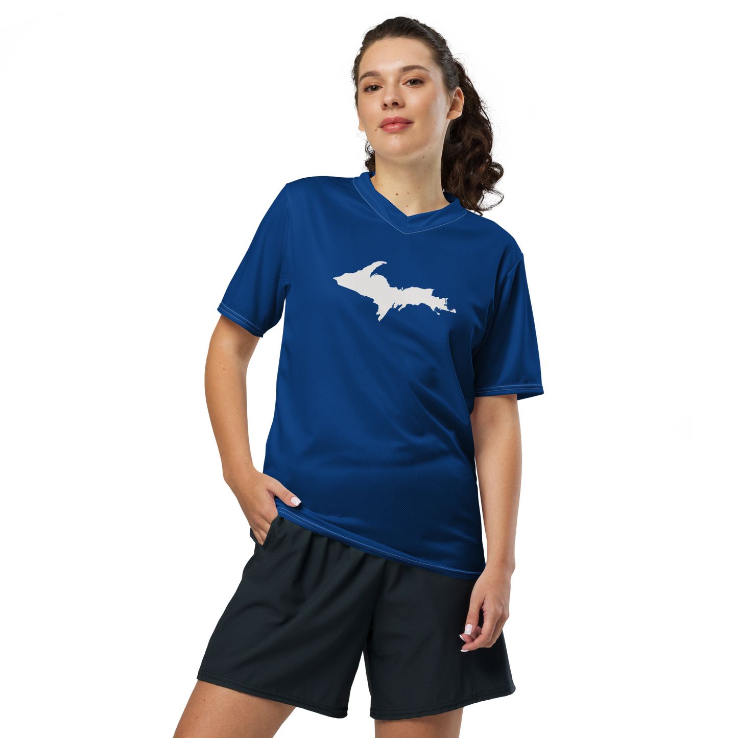 Michigan Upper Peninsula Soccer Jersey (w/ UP Outline) | Unisex - Dearborn Blue