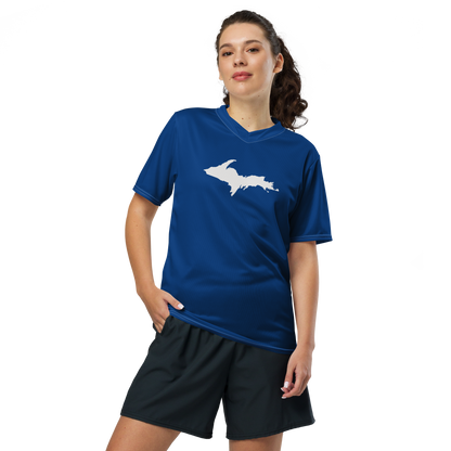 Michigan Upper Peninsula Soccer Jersey (w/ UP Outline) | Unisex - Dearborn Blue