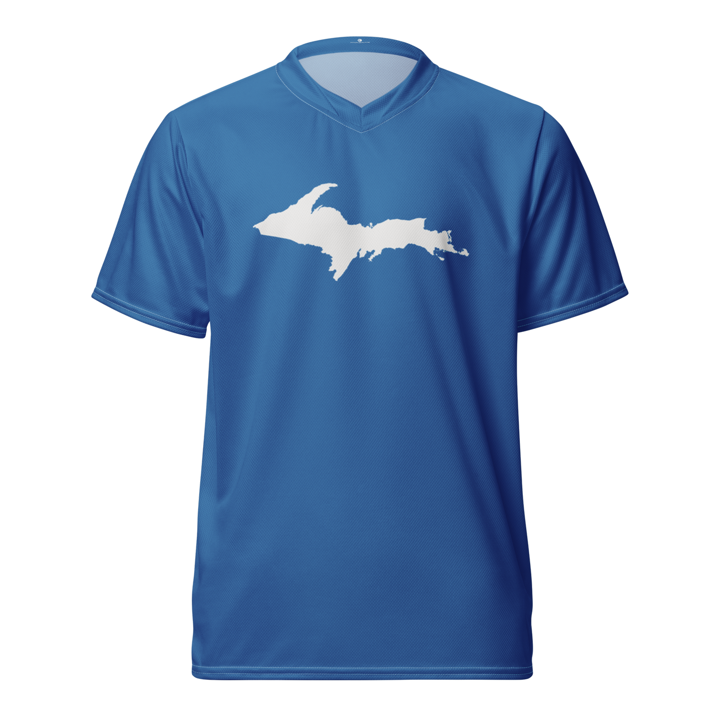 Michigan Upper Peninsula Soccer Jersey (w/ UP Outline) | Unisex - Lake Superior Blue