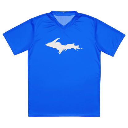 Michigan Upper Peninsula Soccer Jersey (w/ UP Outline) | Unisex - Motor Town Blue