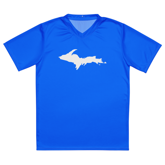 Michigan Upper Peninsula Soccer Jersey (w/ UP Outline) | Unisex - Motor Town Blue