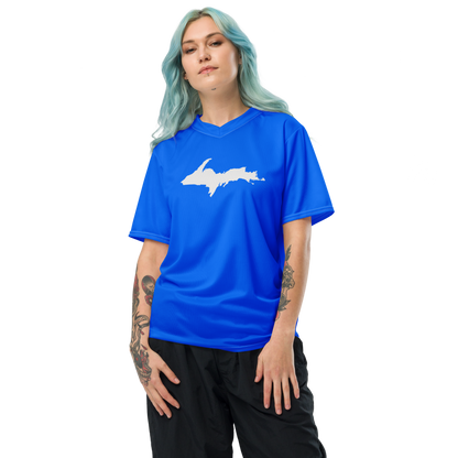 Michigan Upper Peninsula Soccer Jersey (w/ UP Outline) | Unisex - Motor Town Blue