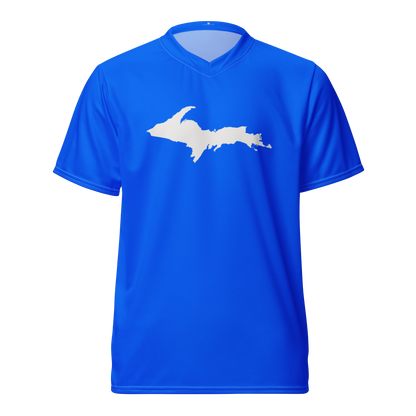 Michigan Upper Peninsula Soccer Jersey (w/ UP Outline) | Unisex - Motor Town Blue