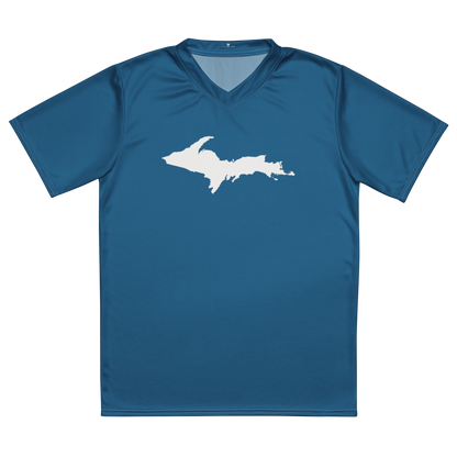 Michigan Upper Peninsula Soccer Jersey (w/ UP Outline) | Unisex - Blueberry