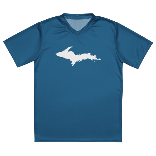 Michigan Upper Peninsula Soccer Jersey (w/ UP Outline) | Unisex - Blueberry