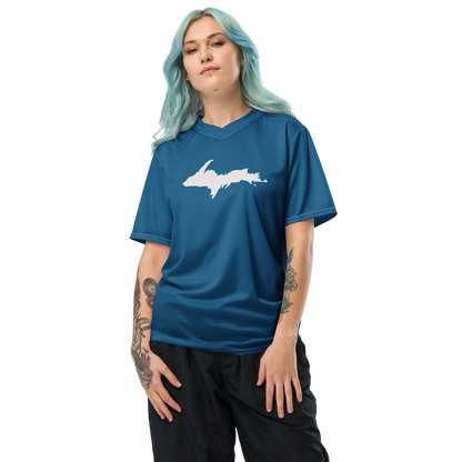 Michigan Upper Peninsula Soccer Jersey (w/ UP Outline) | Unisex - Blueberry