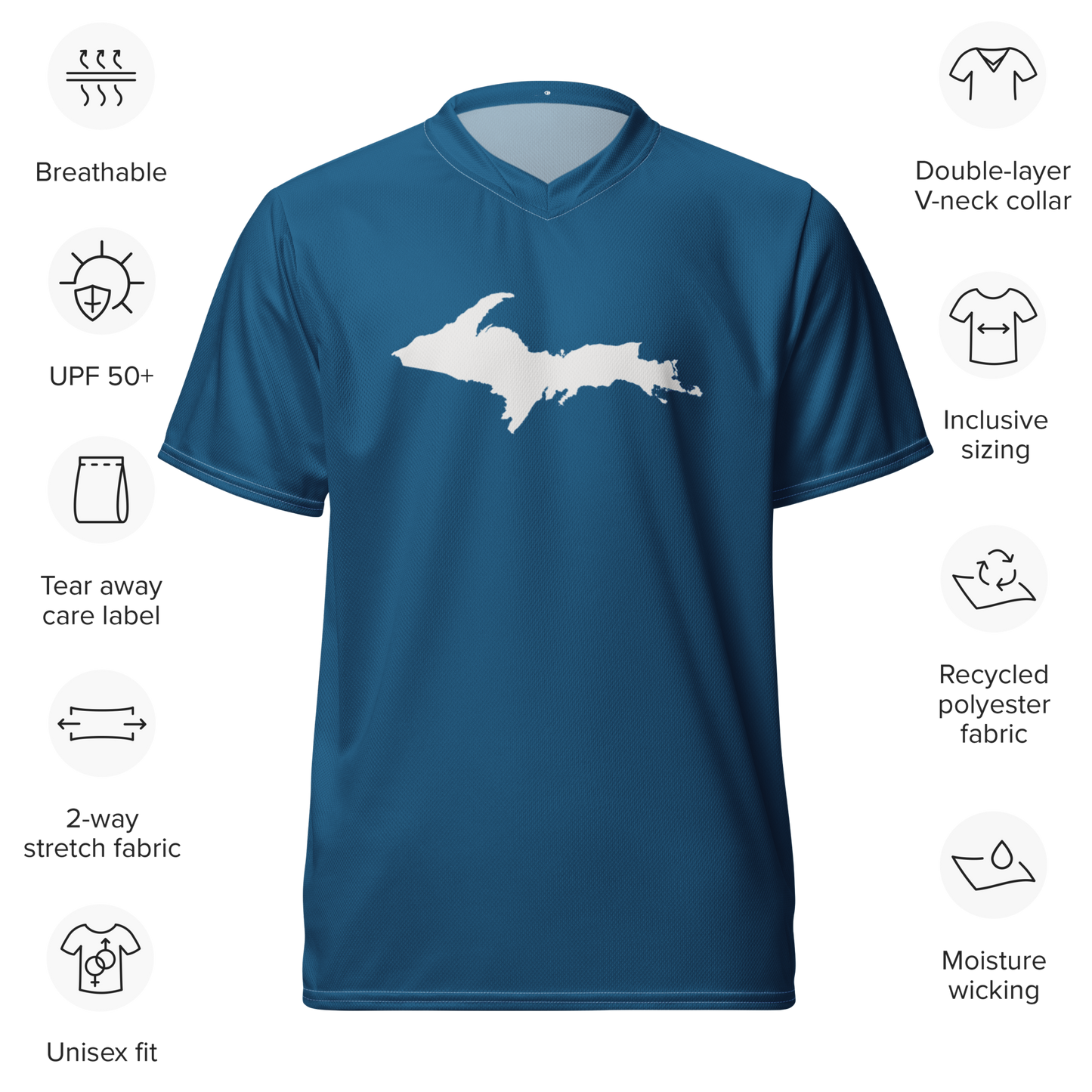 Michigan Upper Peninsula Soccer Jersey (w/ UP Outline) | Unisex - Blueberry