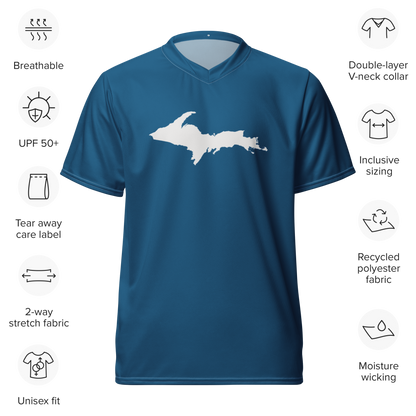 Michigan Upper Peninsula Soccer Jersey (w/ UP Outline) | Unisex - Blueberry