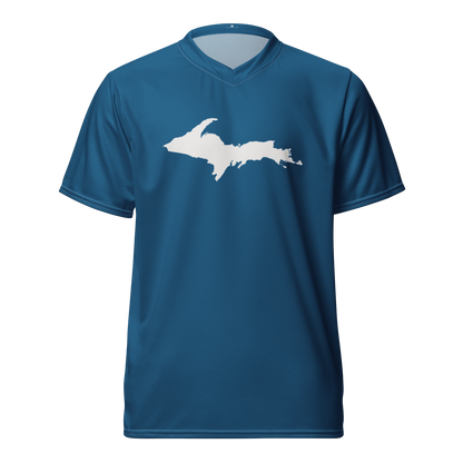 Michigan Upper Peninsula Soccer Jersey (w/ UP Outline) | Unisex - Blueberry