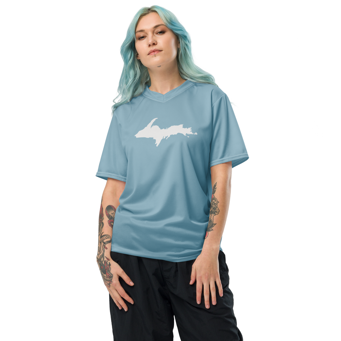 Michigan Upper Peninsula Soccer Jersey (w/ UP Outline) | Unisex - Opal Blue